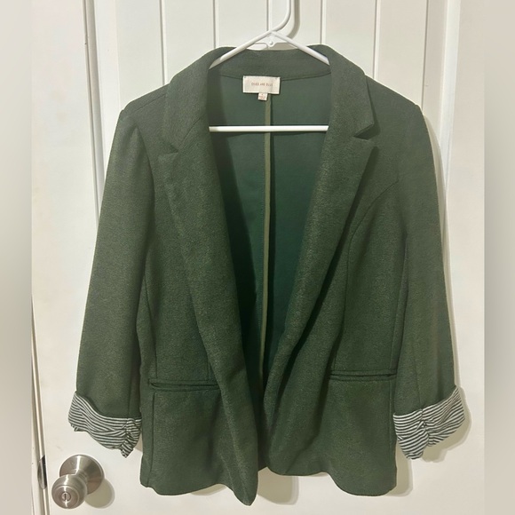 Skies Are Blue Jackets & Blazers - Olive Green Blazer Jacket
